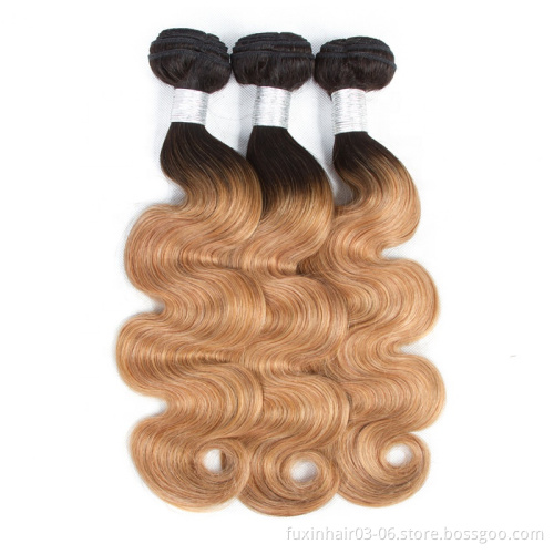 Human Hair Extension 1B 27 Ombre Body Wave with Frontal Brazilian Raw Unprocessed Human Virgin Hair Weave Bundles and Frontal